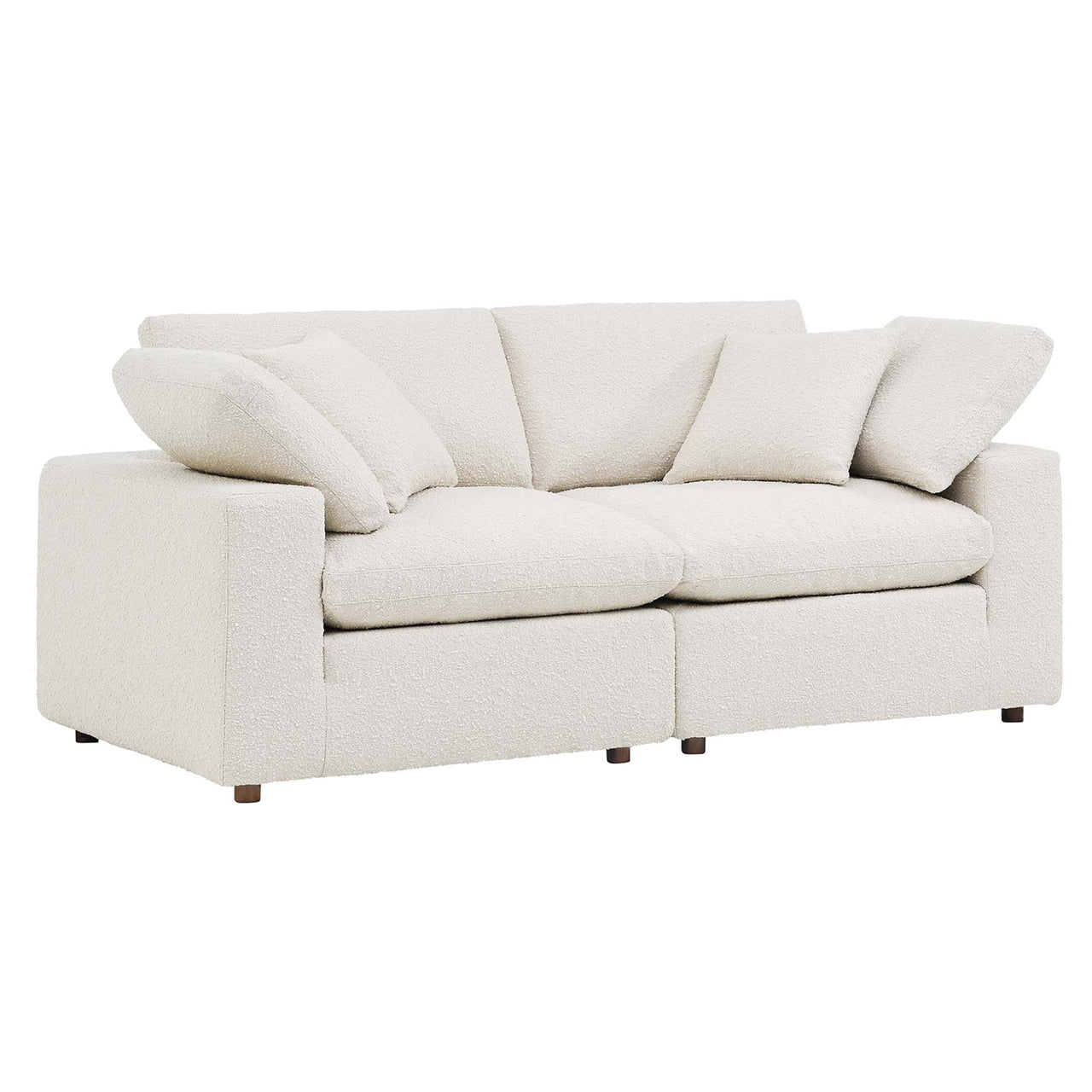 Angelic Cloudblend Boucle Loveseat Sectional, Ivory