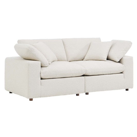 Angelic Cloudblend Boucle Loveseat Sectional, Ivory