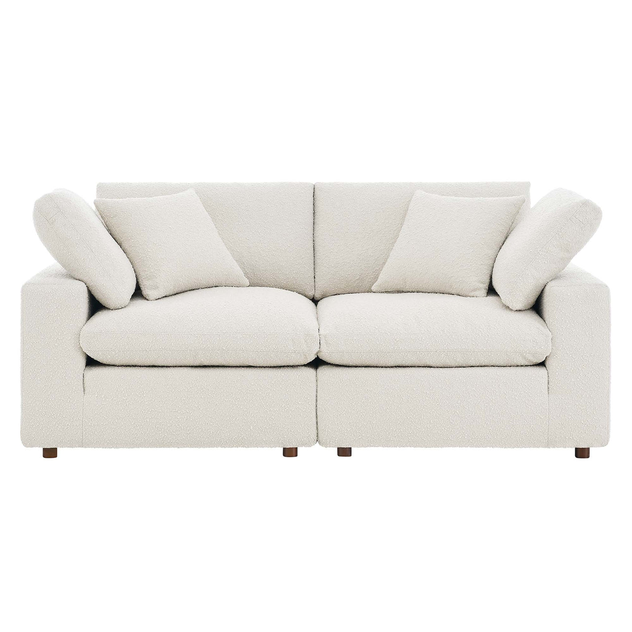 Angelic Cloudblend Boucle Loveseat Sectional, Ivory