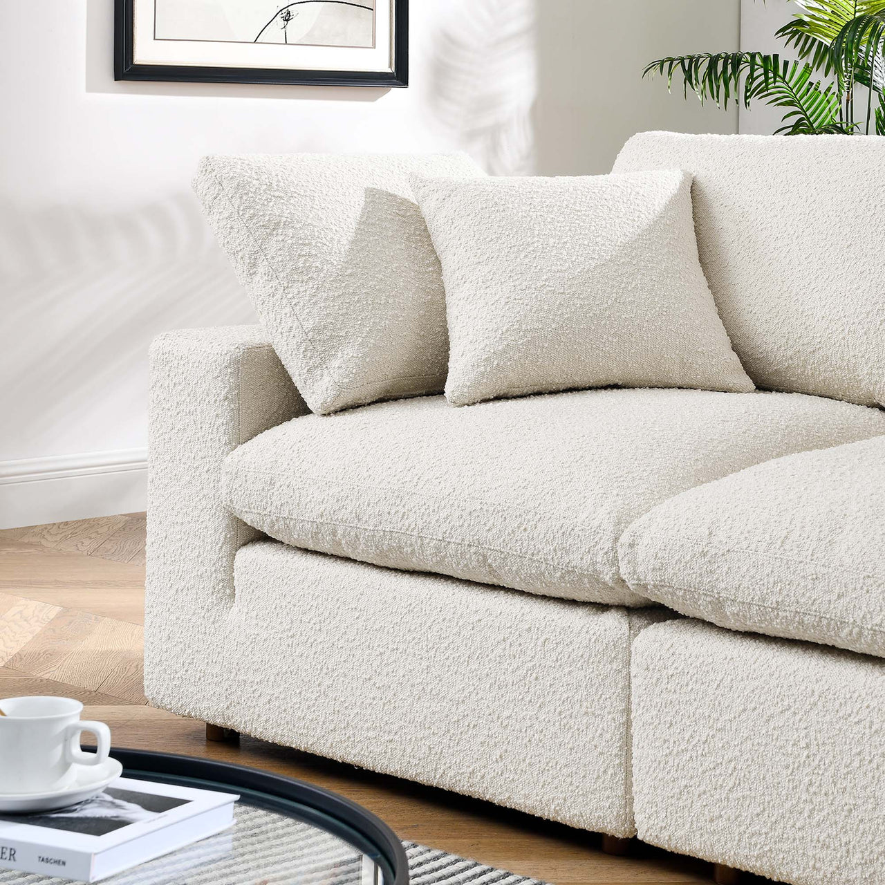 Angelic Cloudblend Boucle Loveseat Sectional, Ivory