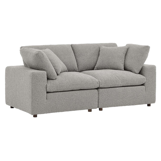 Angelic Cloudblend Boucle Loveseat Sectional, Light Gray