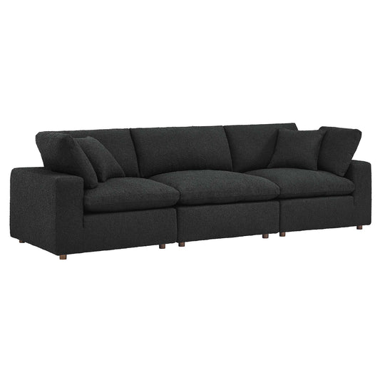 Angelic Cloudblend Boucle 3-Seater Sofa Sectional, Black