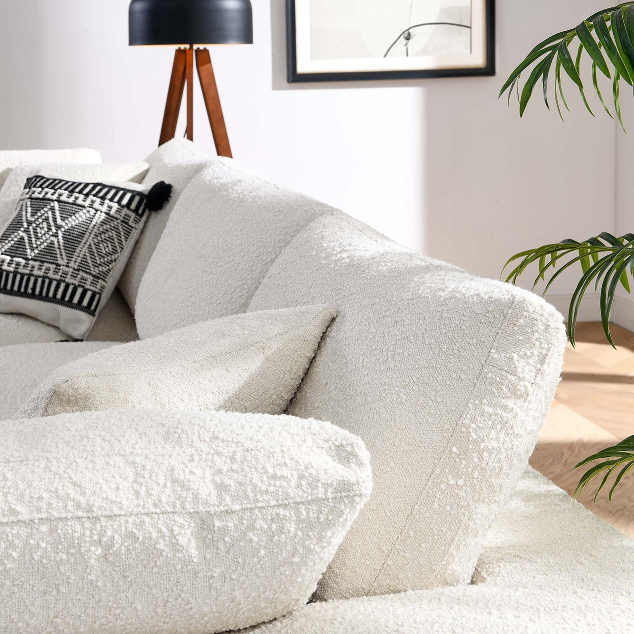 Angelic Cloudblend Boucle 3-Seater Sofa Sectional, Ivory