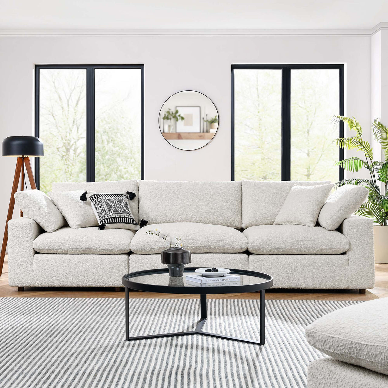 Angelic Cloudblend Boucle 3-Seater Sofa Sectional, Ivory