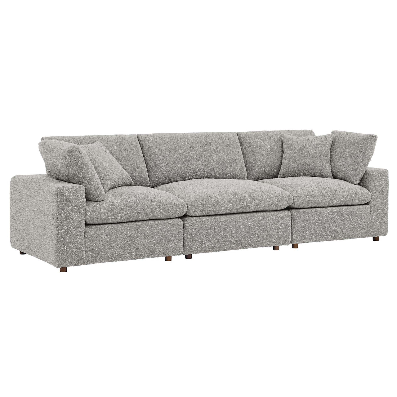 Angelic Cloudblend Boucle 3-Seater Sofa Sectional, Light Gray