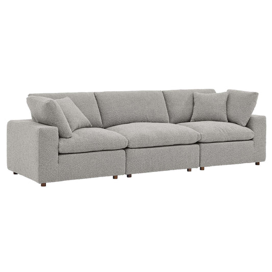 Angelic Cloudblend Boucle 3-Seater Sofa Sectional, Light Gray