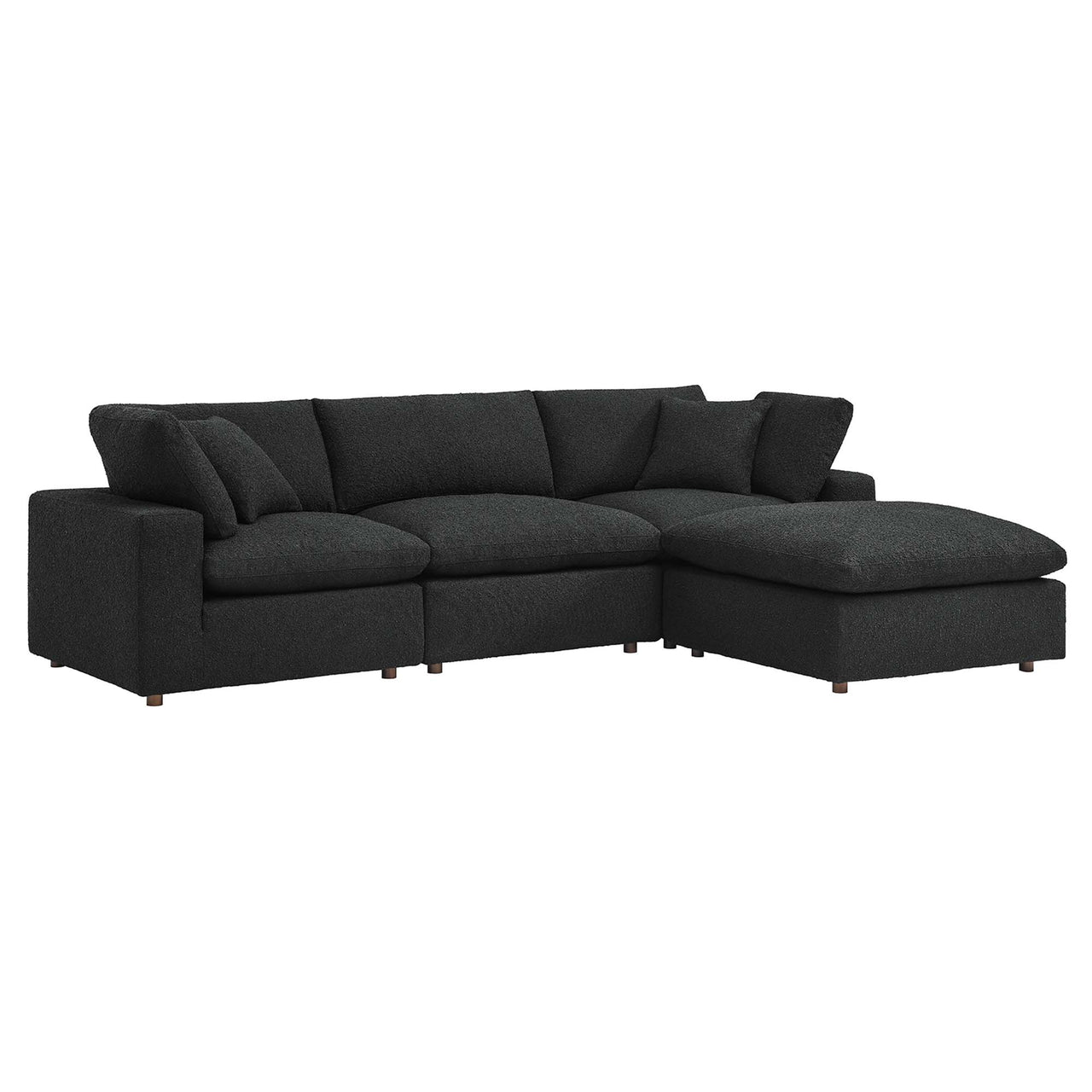 Angelic 4-Piece Cloudblend Boucle Sectional, Black