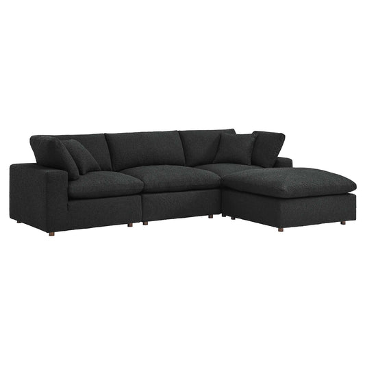 Angelic 4-Piece Cloudblend Boucle Sectional, Black