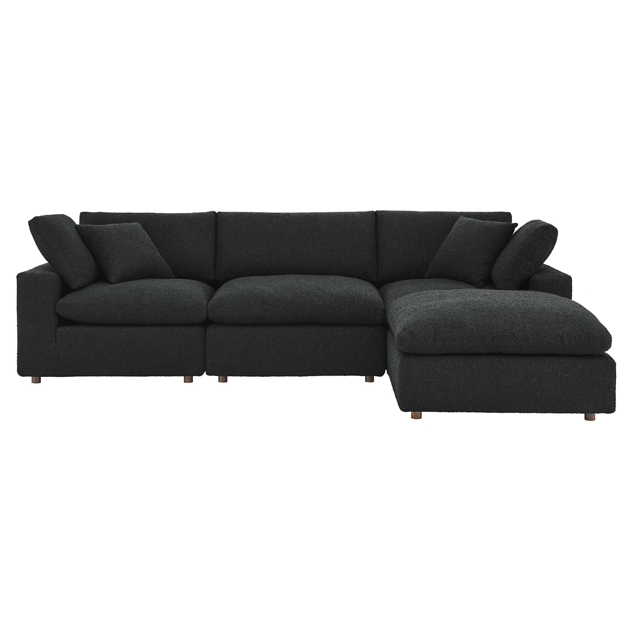 Angelic 4-Piece Cloudblend Boucle Sectional, Black