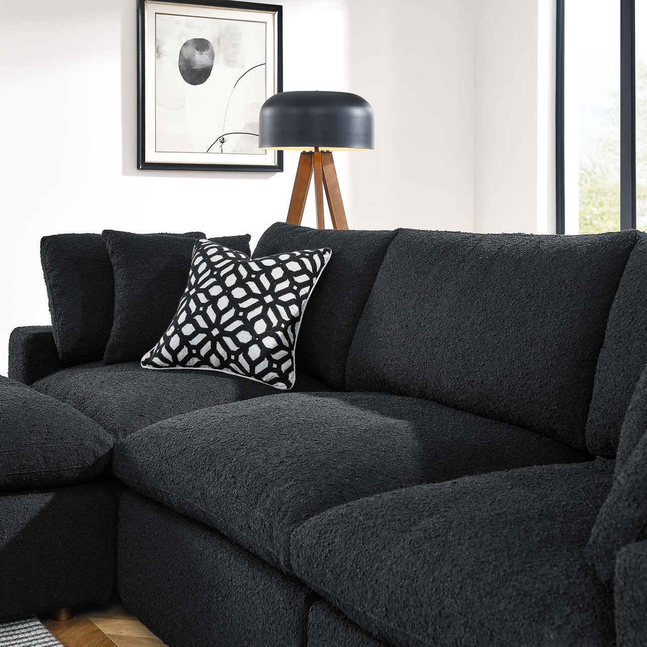 Angelic 4-Piece Cloudblend Boucle Sectional, Black