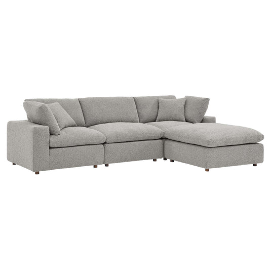 Angelic 4-Piece Cloudblend Boucle Sectional, Light Gray