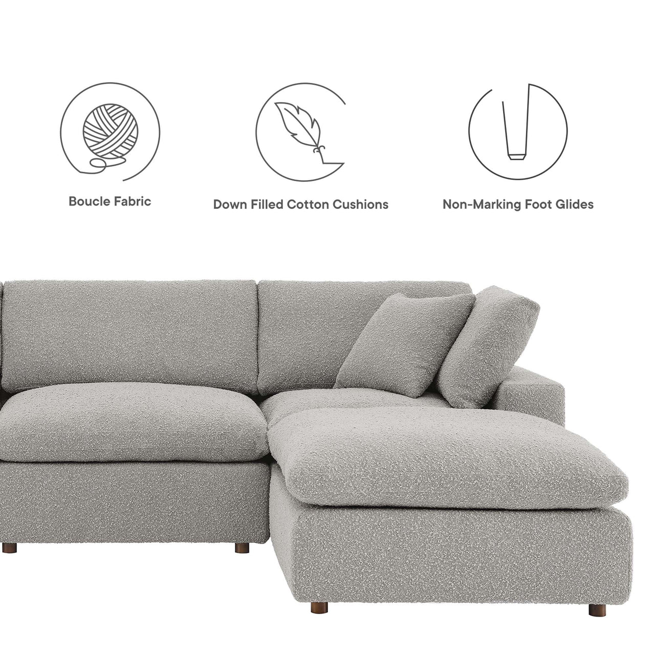 Angelic 4-Piece Cloudblend Boucle Sectional, Light Gray