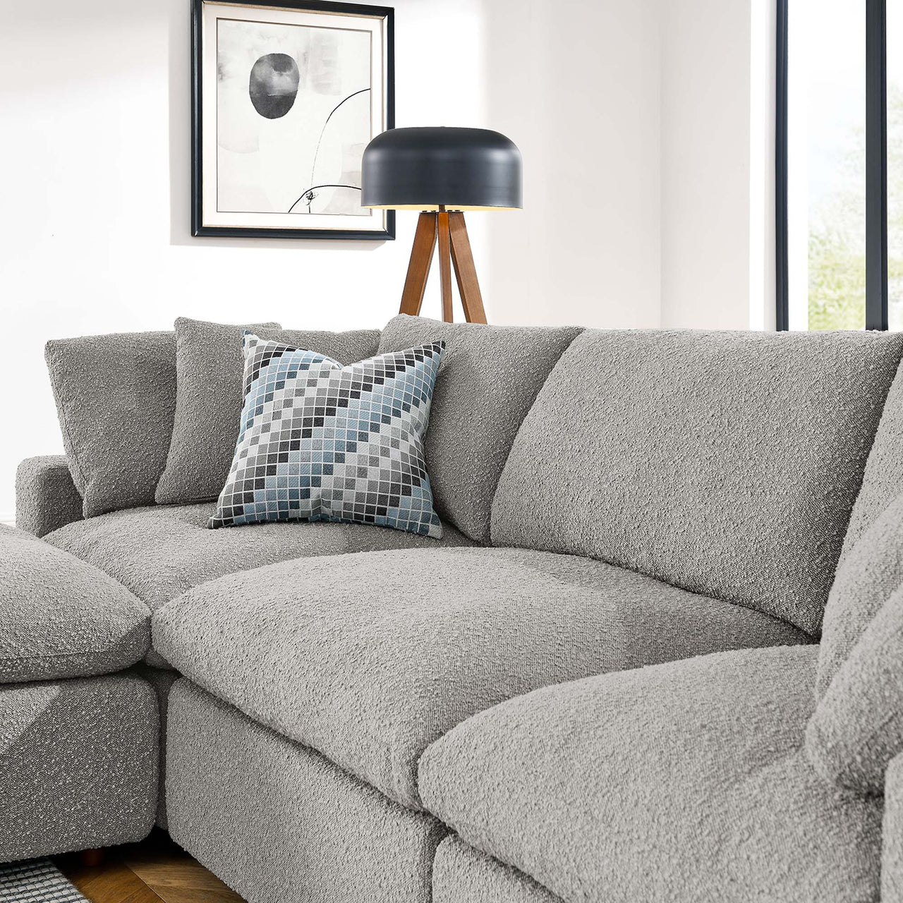 Angelic 4-Piece Cloudblend Boucle Sectional, Light Gray