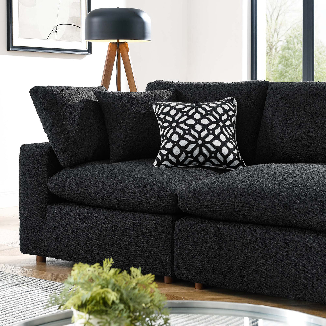 Angelic Cloudblend Boucle 4-Seater Sofa Sectional, Black