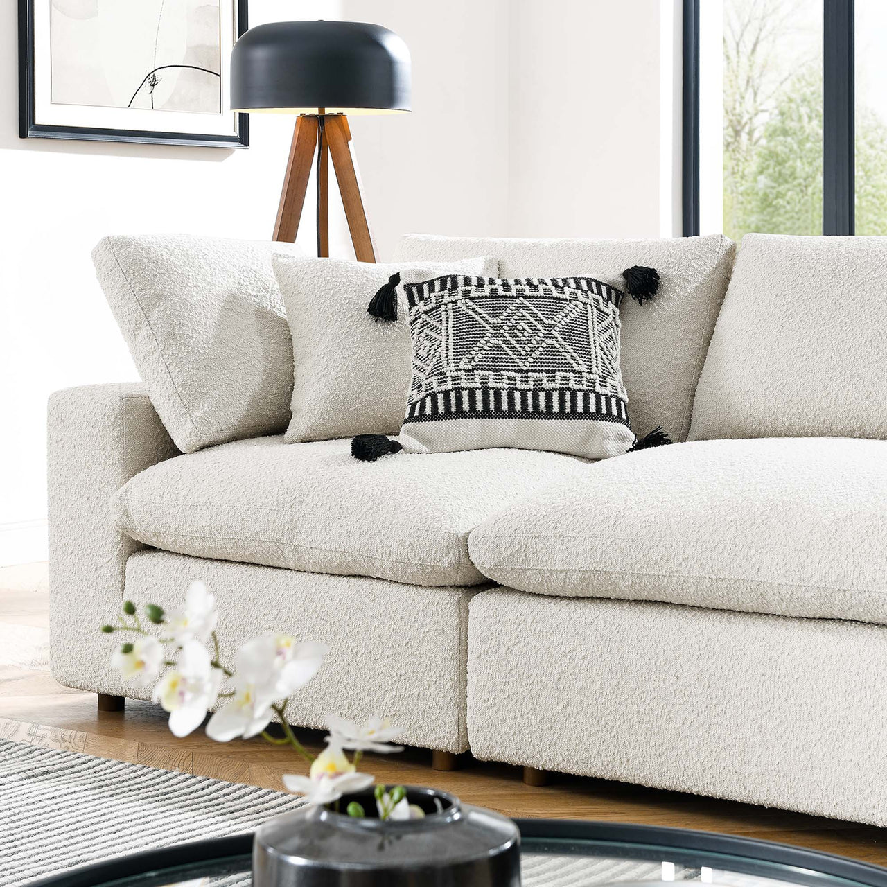 Angelic Cloudblend Boucle 4-Seater Sofa Sectional, Ivory