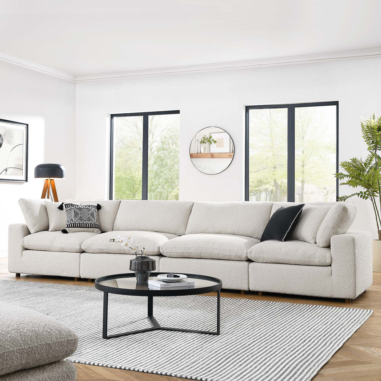 Angelic Cloudblend Boucle 4-Seater Sofa Sectional, Ivory