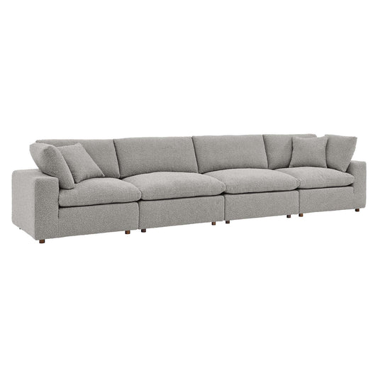 Angelic Cloudblend Boucle 4-Seater Sofa Sectional, Light Gray
