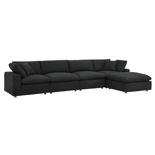 Angelic 5-Piece Cloudblend Boucle Sectional, Black