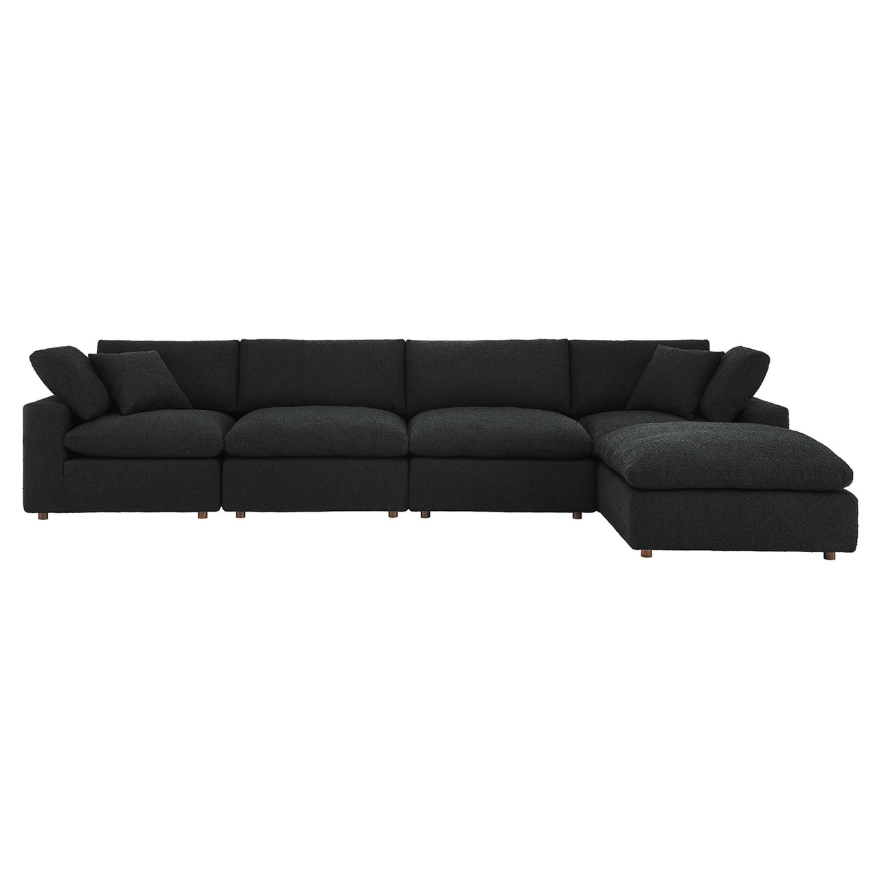 Angelic 5-Piece Cloudblend Boucle Sectional, Black