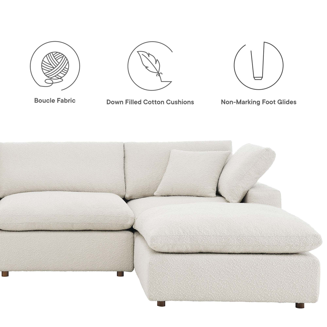 Angelic 5-Piece Cloudblend Boucle Sectional, Ivory