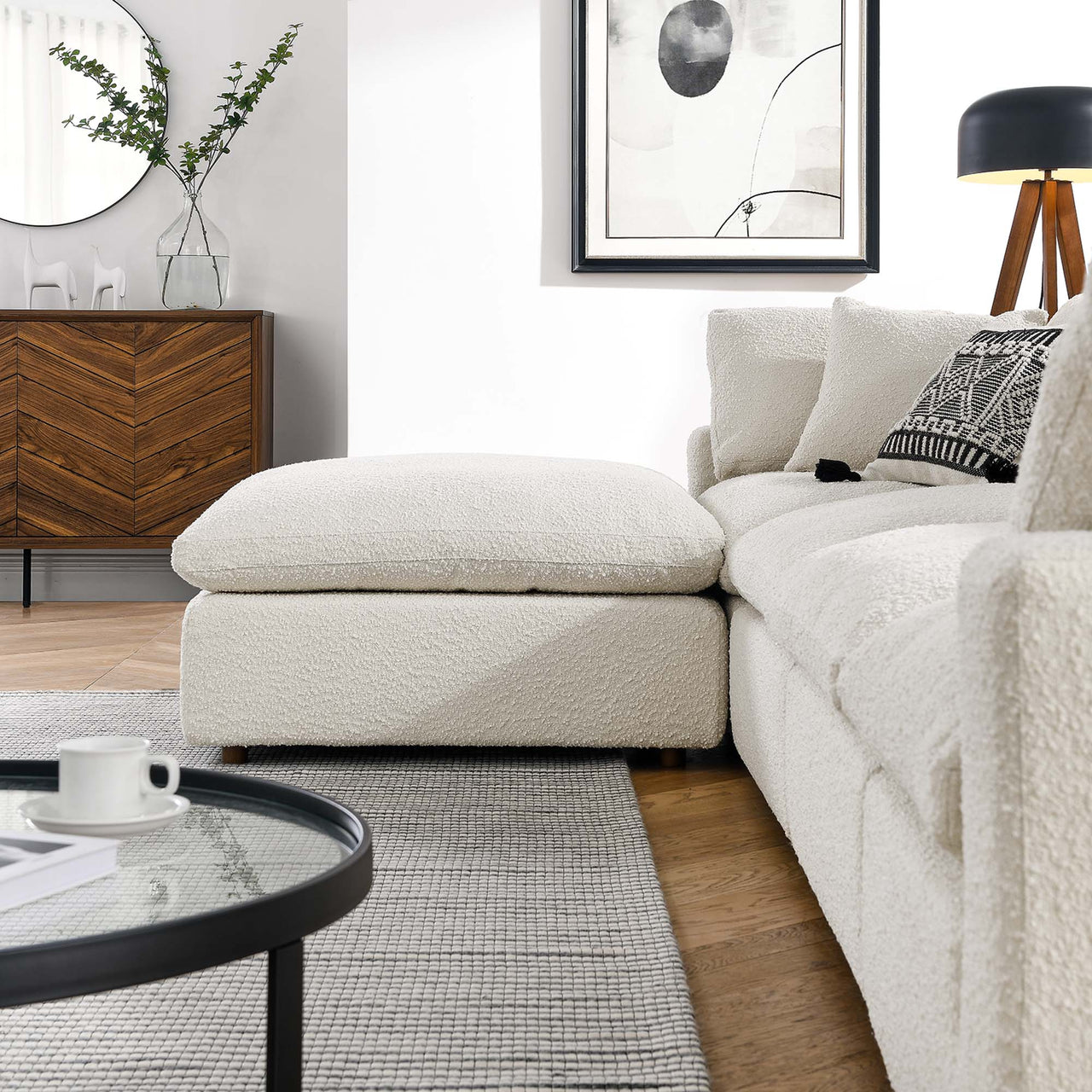 Angelic 5-Piece Cloudblend Boucle Sectional, Ivory