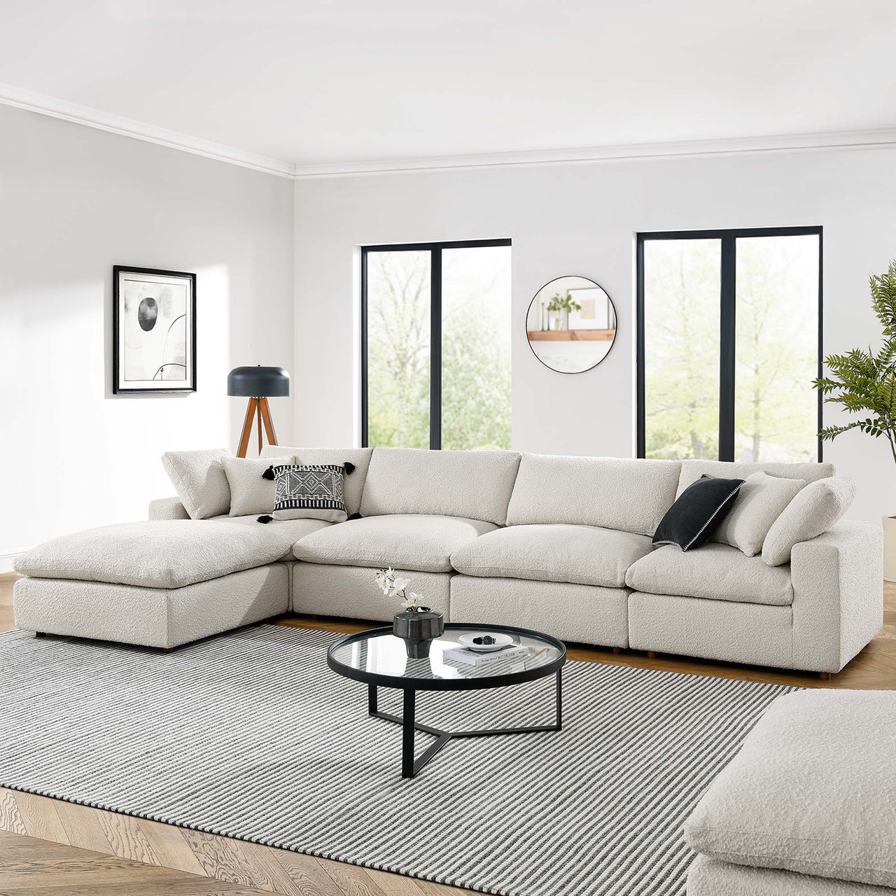 Angelic 5-Piece Cloudblend Boucle Sectional, Ivory
