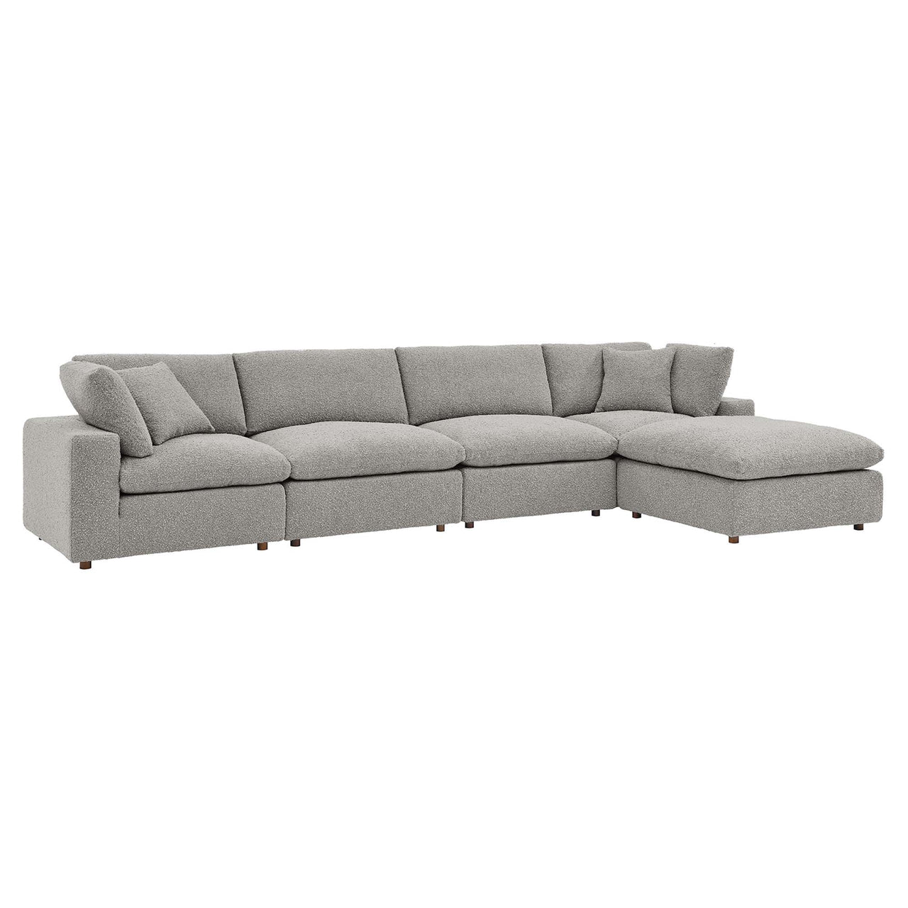 Angelic 5-Piece Cloudblend Boucle Sectional, Light Gray