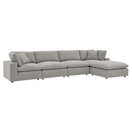 Angelic 5-Piece Cloudblend Boucle Sectional, Light Gray