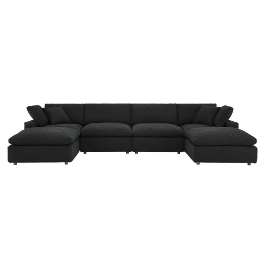 Angelic 6-Piece Cloudblend Boucle Sectional, Black