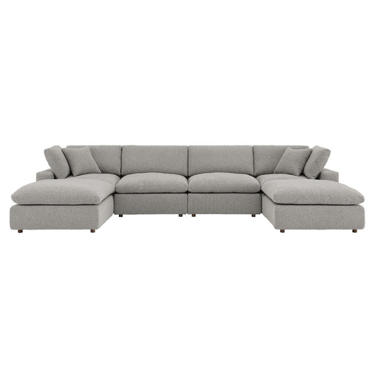 Angelic 6-Piece Cloudblend Boucle Sectional, Light Gray