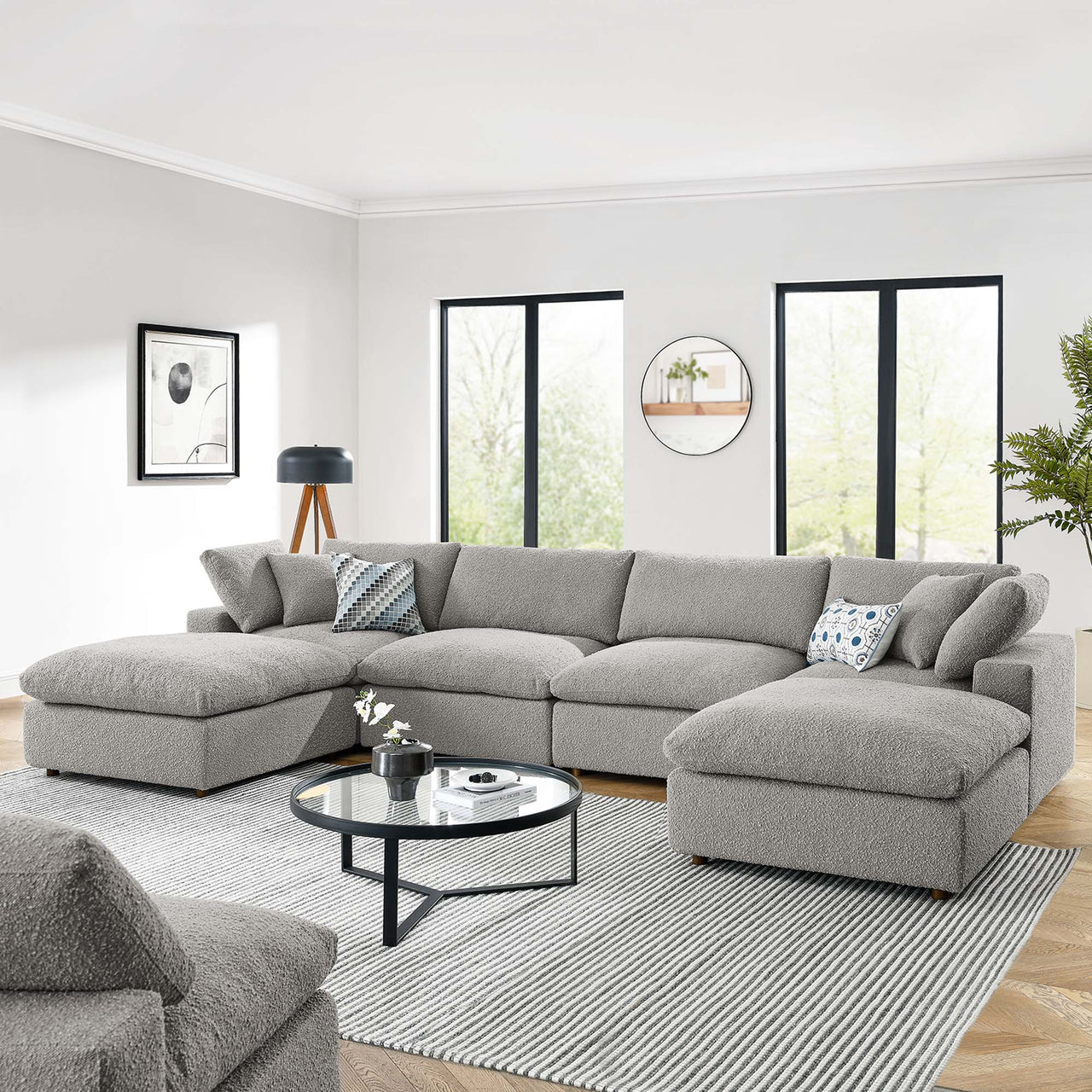 Angelic 6-Piece Cloudblend Boucle Sectional, Light Gray