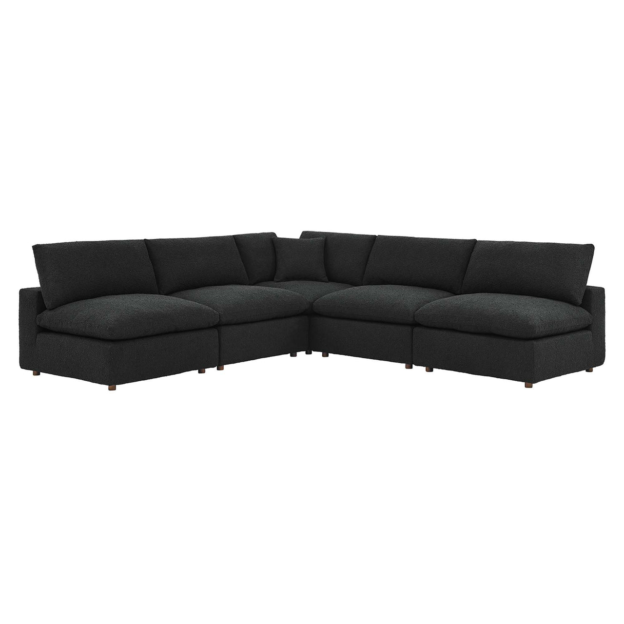 Angelic 5-Piece Cloudblend Boucle Sectional, Black