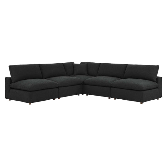 Angelic 5-Piece Cloudblend Boucle Sectional, Black