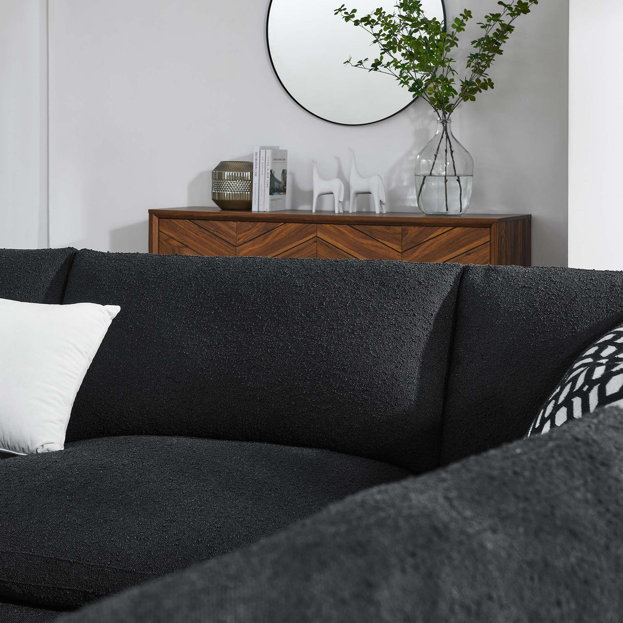 Angelic 5-Piece Cloudblend Boucle Sectional, Black
