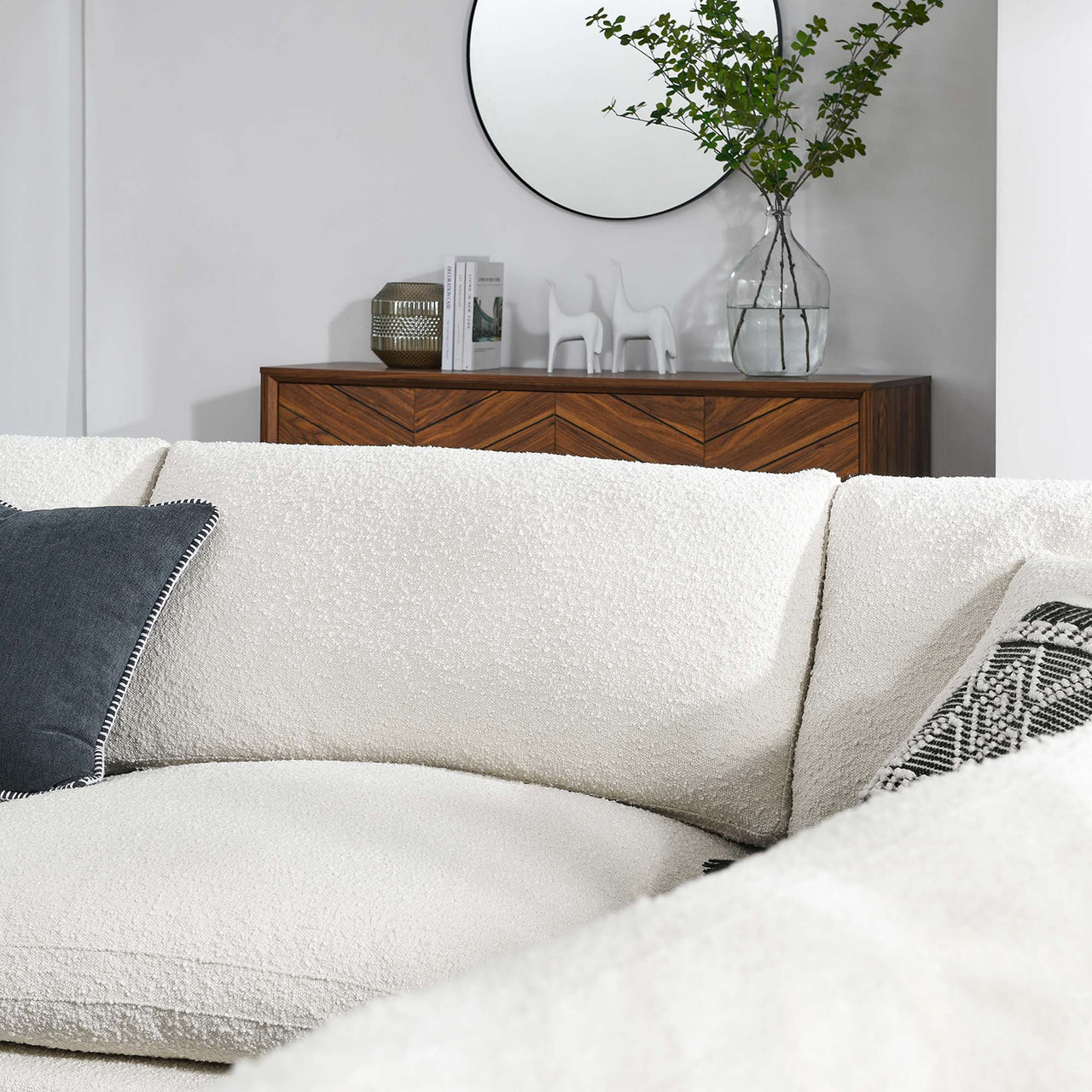 Angelic 5-Piece Cloudblend Boucle Sectional, Ivory