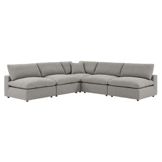 Angelic 5-Piece Cloudblend Boucle Sectional, Light Gray