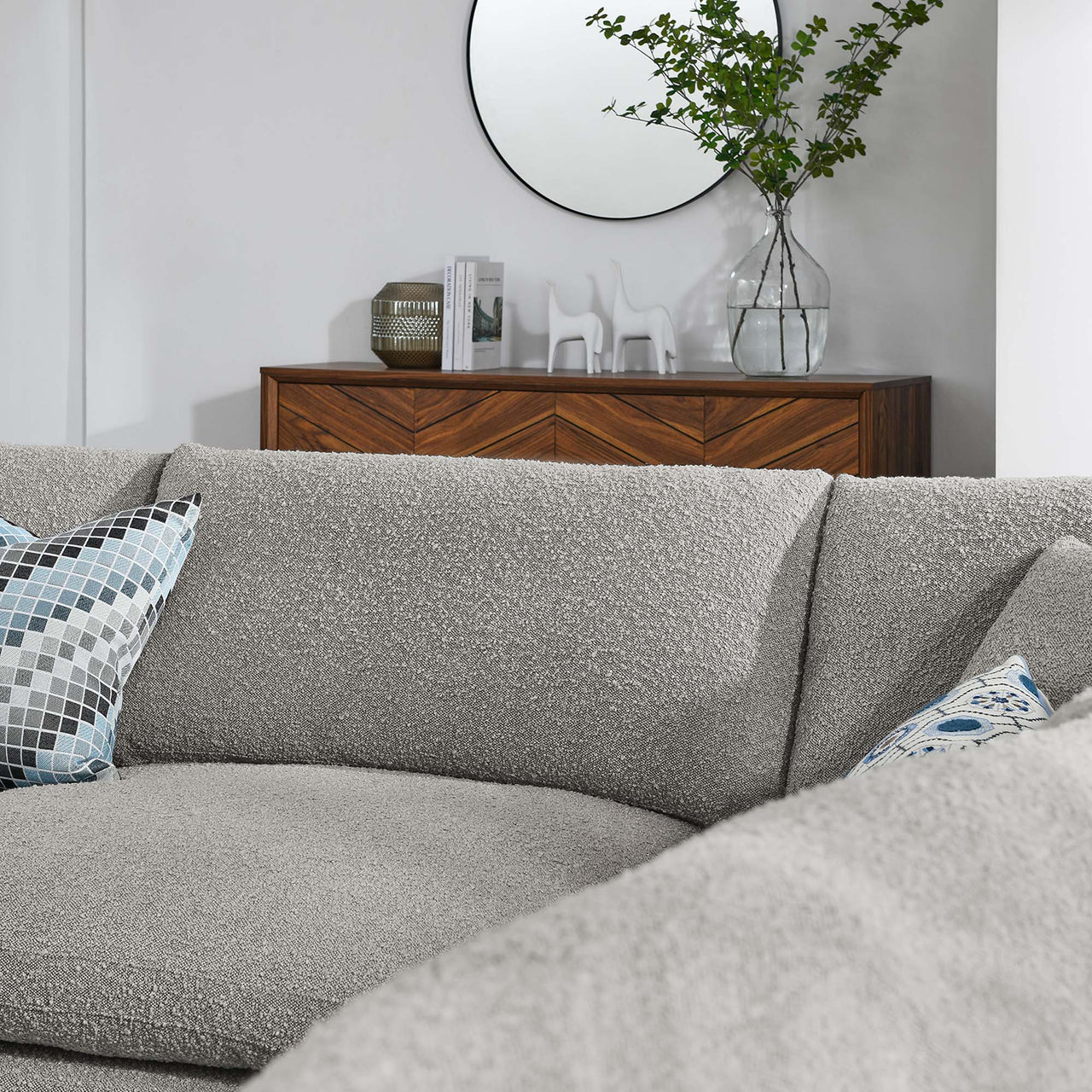 Angelic 5-Piece Cloudblend Boucle Sectional, Light Gray