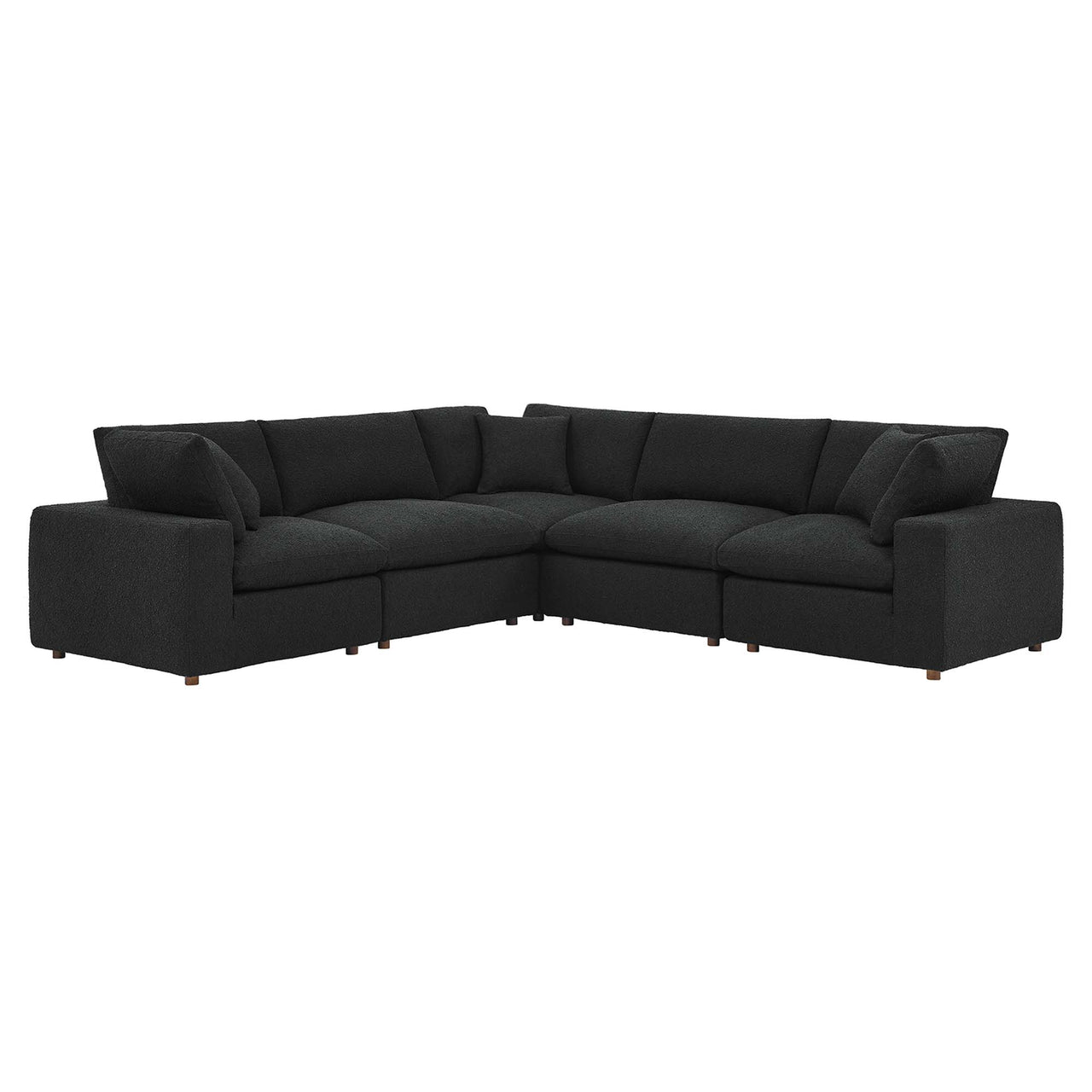 Angelic 5-Piece Cloudblend Boucle Sectional, Black
