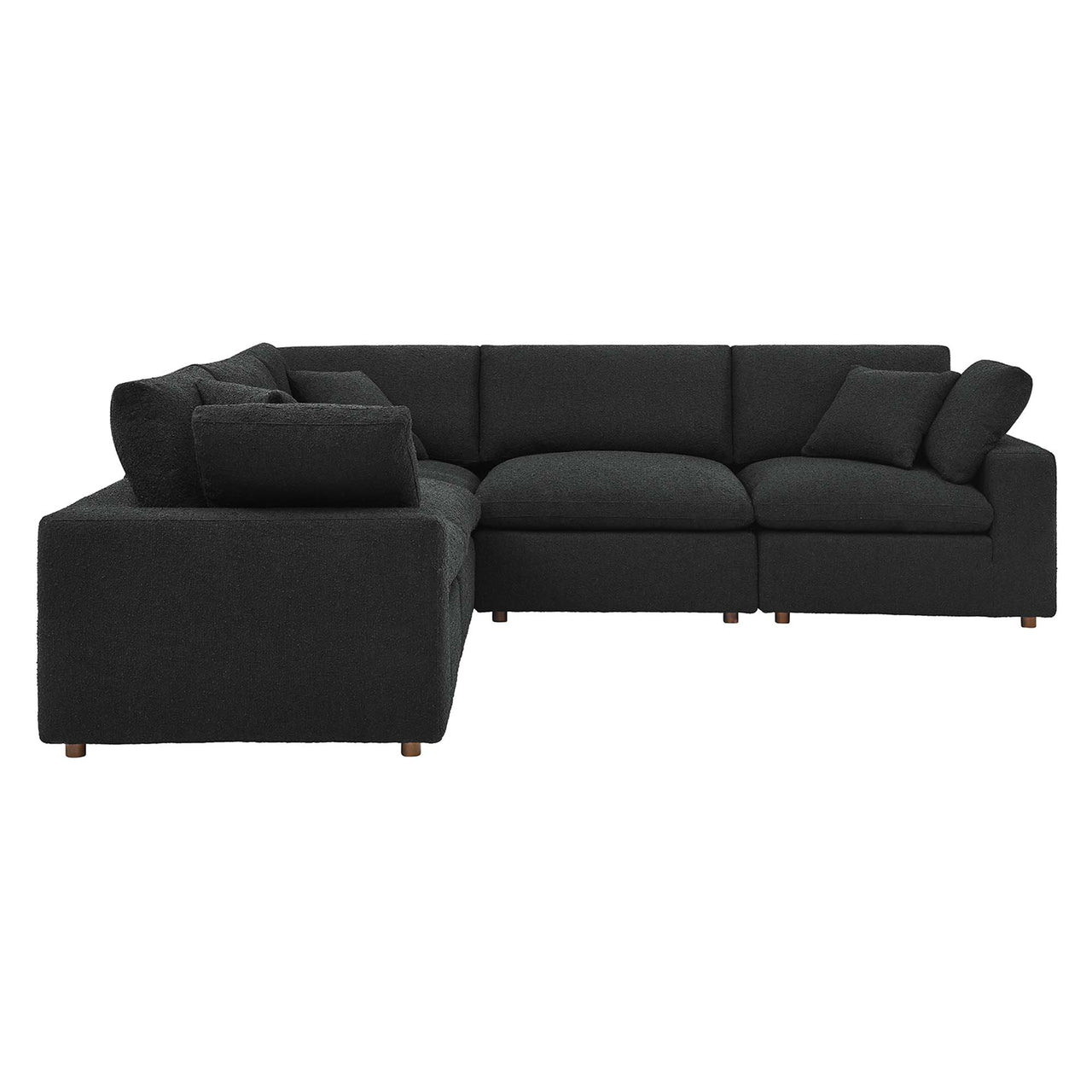 Angelic 5-Piece Cloudblend Boucle Sectional, Black
