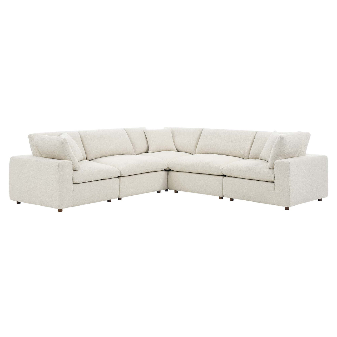 Angelic 5-Piece Cloudblend Boucle Sectional, Ivory