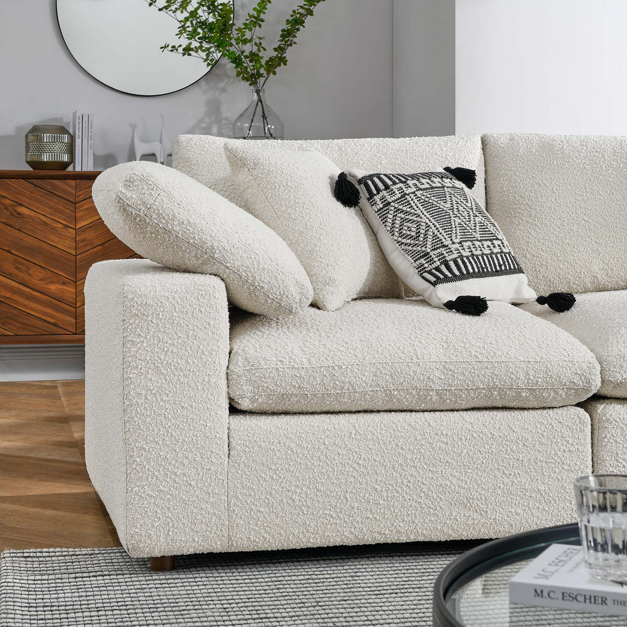 Angelic 5-Piece Cloudblend Boucle Sectional, Ivory