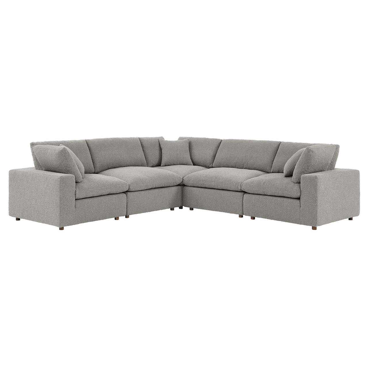 Angelic 5-Piece Cloudblend Boucle Sectional, Light Gray