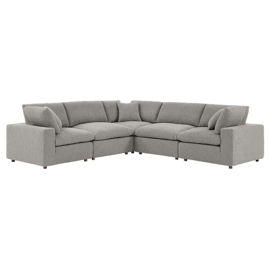 Angelic 5-Piece Cloudblend Boucle Sectional, Light Gray