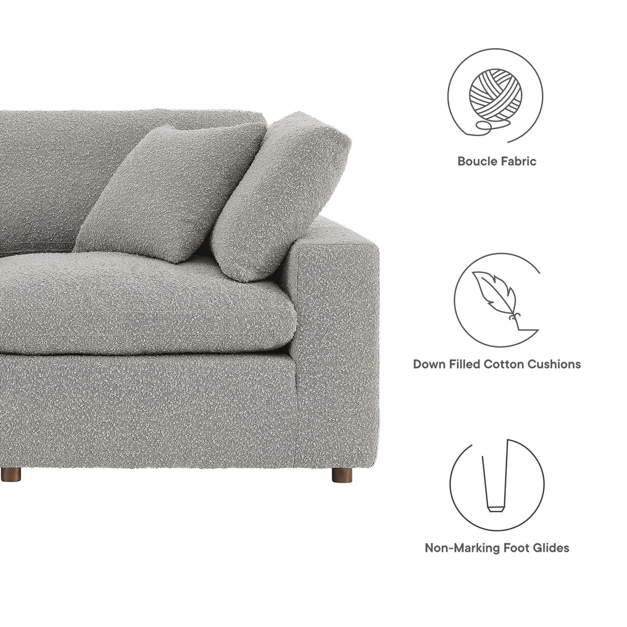 Angelic 5-Piece Cloudblend Boucle Sectional, Light Gray