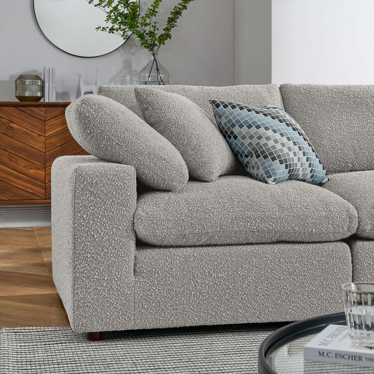 Angelic 5-Piece Cloudblend Boucle Sectional, Light Gray