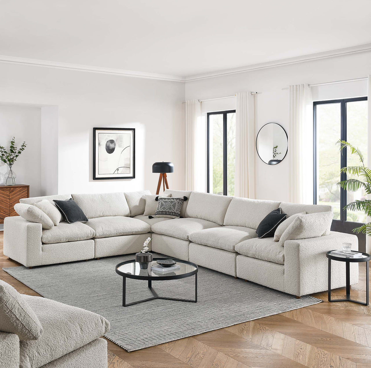 Angelic 6-Piece Cloudblend Boucle Sectional, Ivory