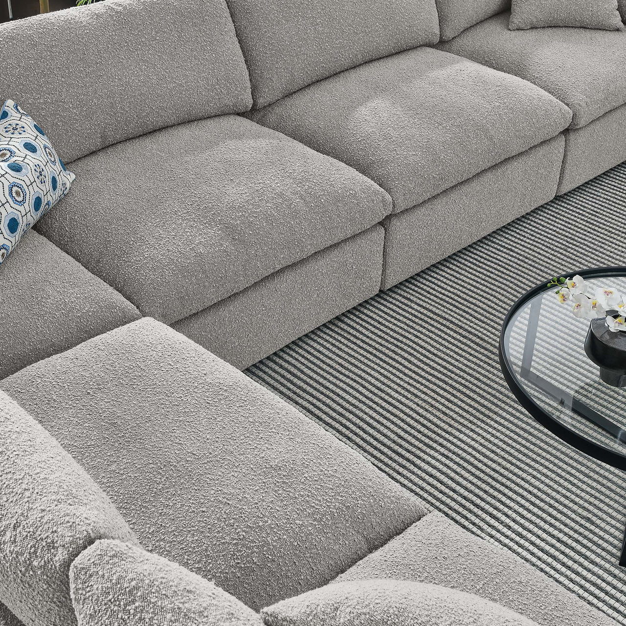Angelic 6-Piece Cloudblend Boucle Sectional, Light Gray