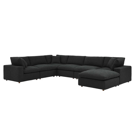 Angelic 7-Piece Cloudblend Boucle Sectional, Black