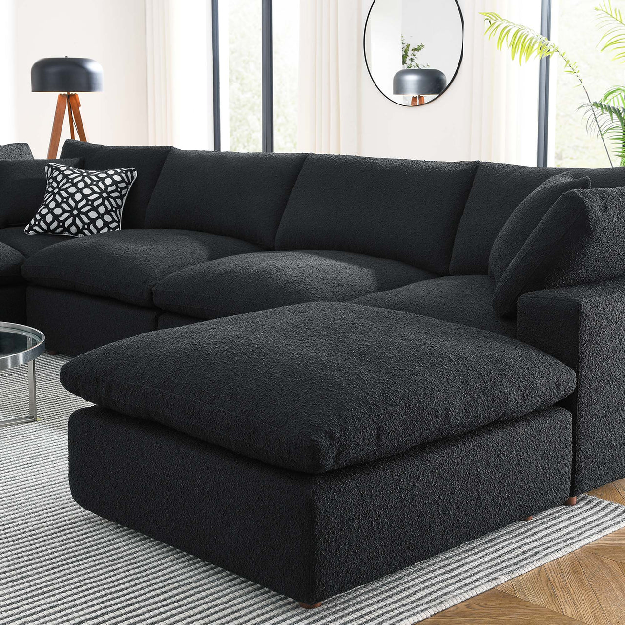 Angelic 7-Piece Cloudblend Boucle Sectional, Black