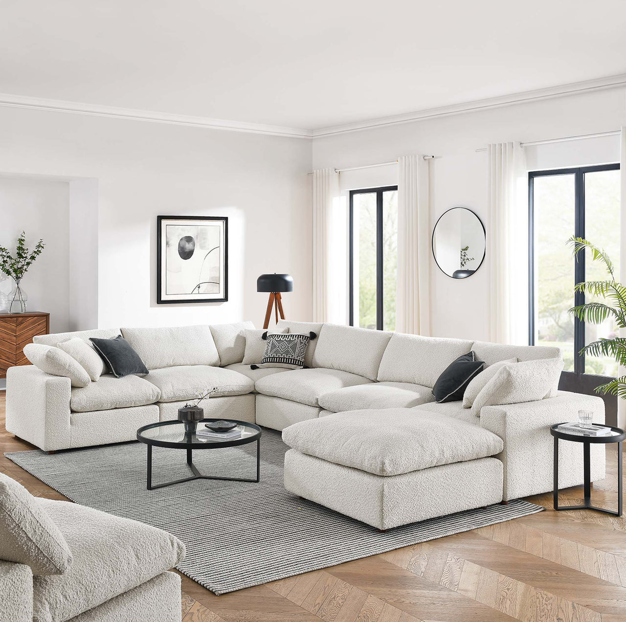 Angelic 7-Piece Cloudblend Boucle Sectional, Ivory